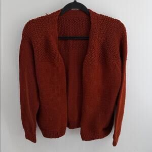 Handmade hand knit grandmacore open front sweater cardigan